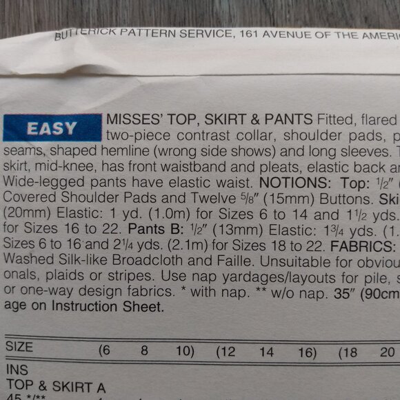 Top Skirt Pants Suit Sewing Pattern Plus Size 18-22 Butterick 4143 UNCUT - Picture 9 of 11